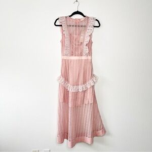 NEW KEEPSAKE Portrait Lace Midi Lace Party Dress Blush Pink Romantic Size XXS